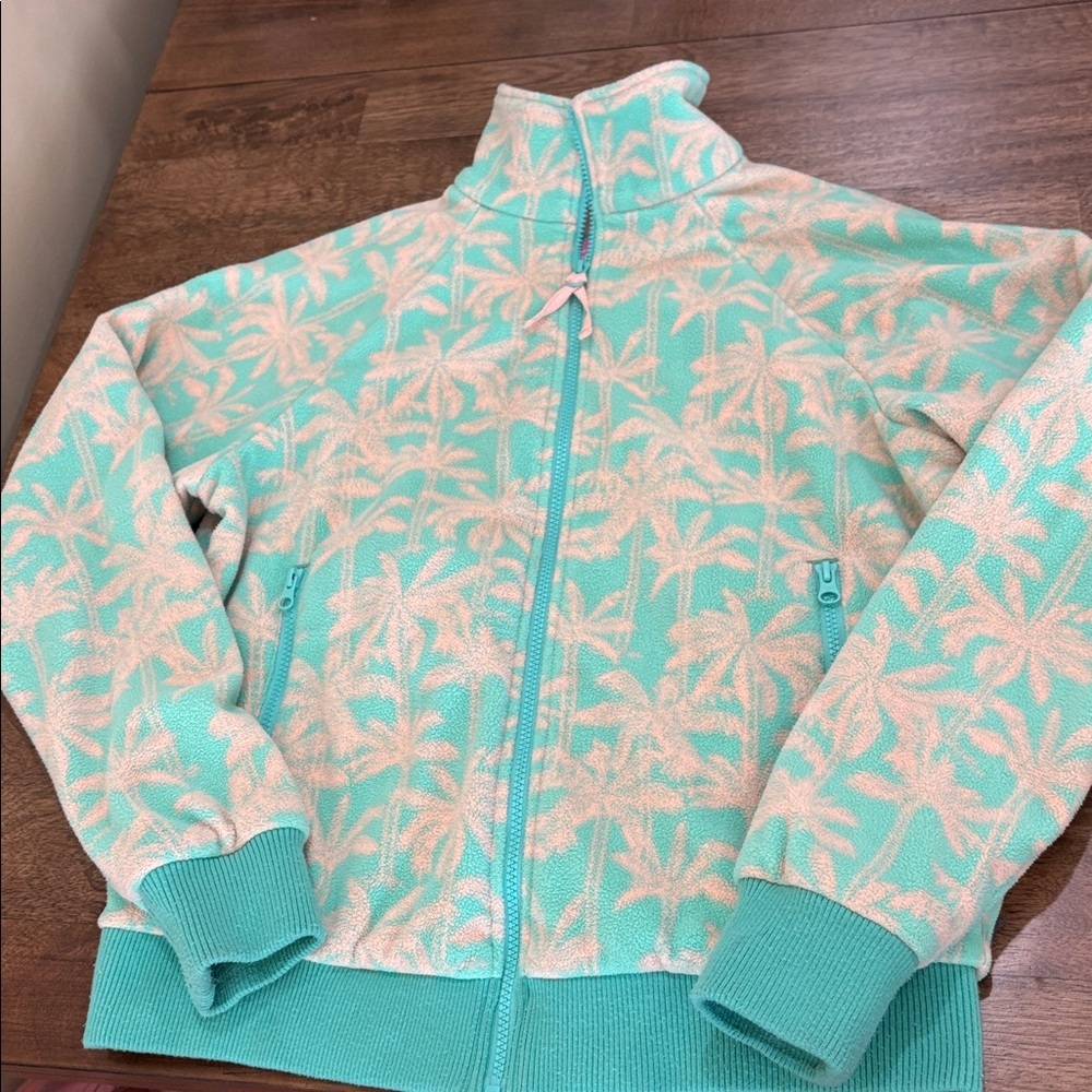 Chubbies Palm Leaf Zip Up Fleece Jacket Size Small. Warm. Fun pattern